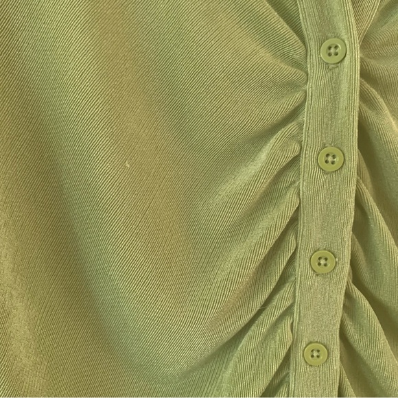 Garage Slinky Green Button Up Shirt Collar Long Sleeve Rushing Womens Medium M - Picture 4 of 10